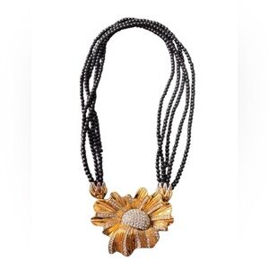 Vintage Butler Fifth ave Collection Gold Plated Floral Statement Necklace